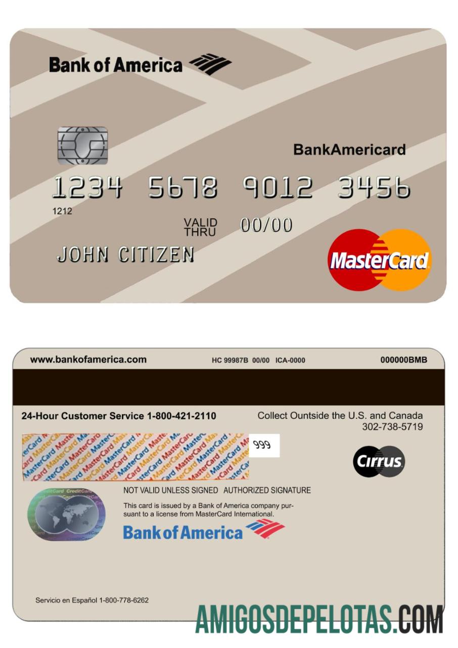 EUA Bank Of America Bank Mastercard baixar para verificação